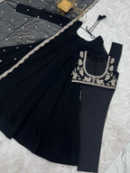 Black Premium Fox Georgette Fully Flared Anarkali