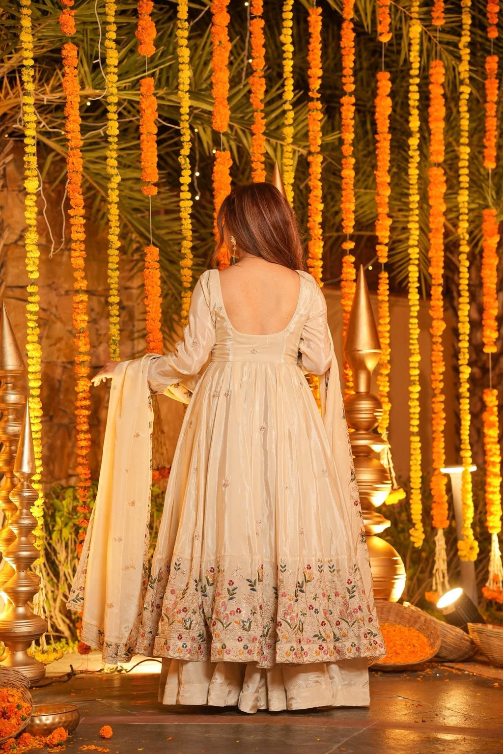 Elegant Heavy Silk Anarkali Suit Set with Sequins & Thread Work