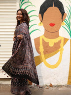 Ajrakh Modal Silk Saree for Women | Real Mirror Work Traditional Printed Saree with Unstitched Blouse| Perfect for Party’s, Wedding And Festival
