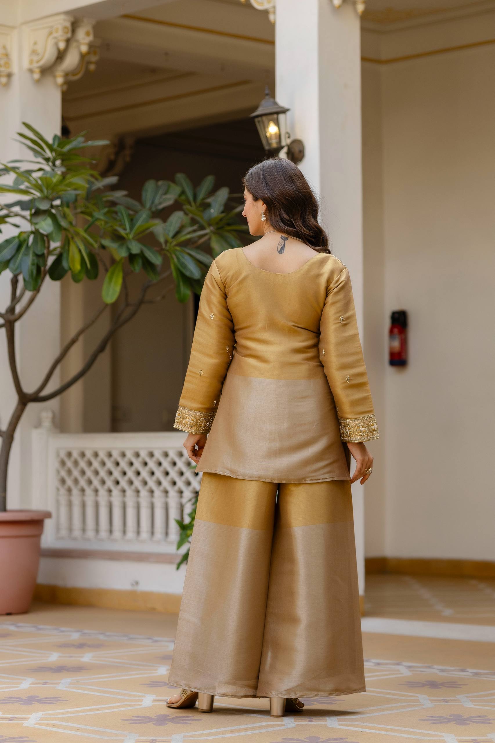 Elegant Banarasi Viscose Co-ord Set with Heavy Bead Embroidery - Golden Heritage Collection