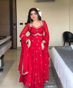 Classic Red Anarkali Suit Set
