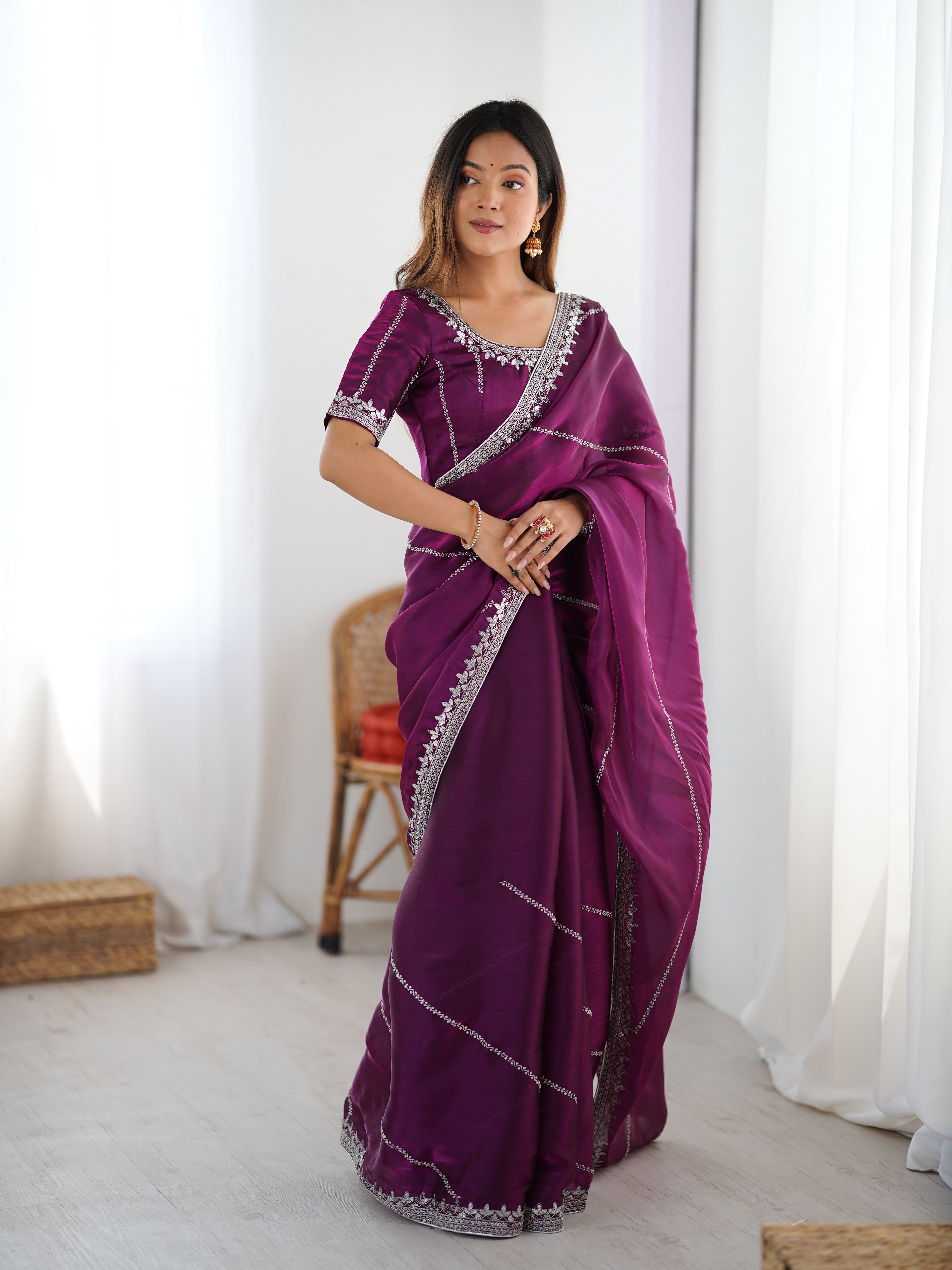 Exquisite Teal Blue Heavy JMC Silk Saree with Thread & Sequins Embroidery