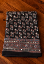 Ajrakh Modal Silk Saree for Women | Real Mirror Work Traditional Printed Saree with Unstitched Blouse| Perfect for Party’s, Wedding And Festival