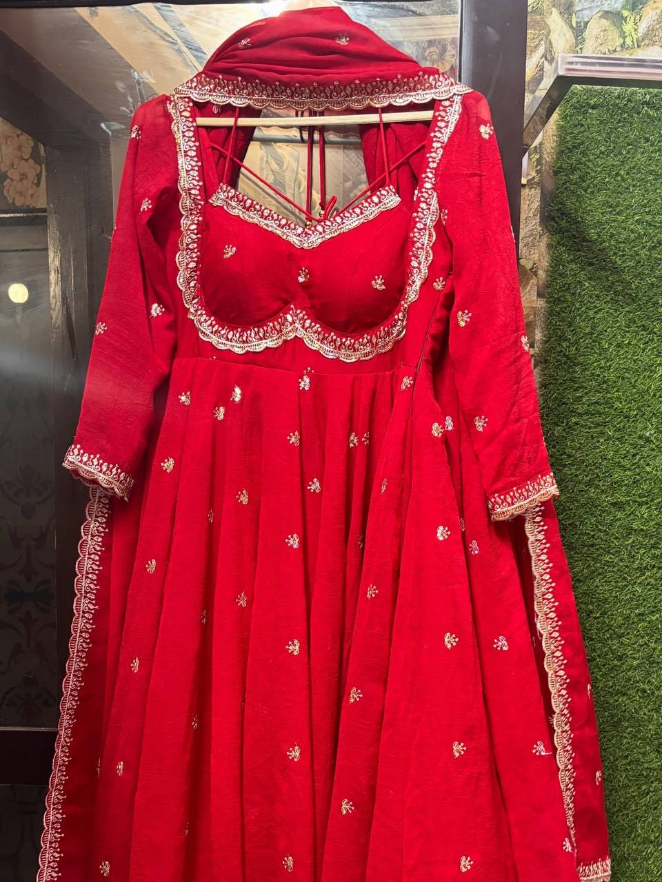 Classic Red Anarkali Suit Set