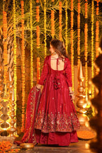 Elegant Heavy Silk Anarkali Suit Set with Sequins & Thread Work