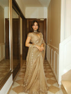 Designer Silver Grey Fandy Silk Lehenga Saree with Embroidery Sequence Work