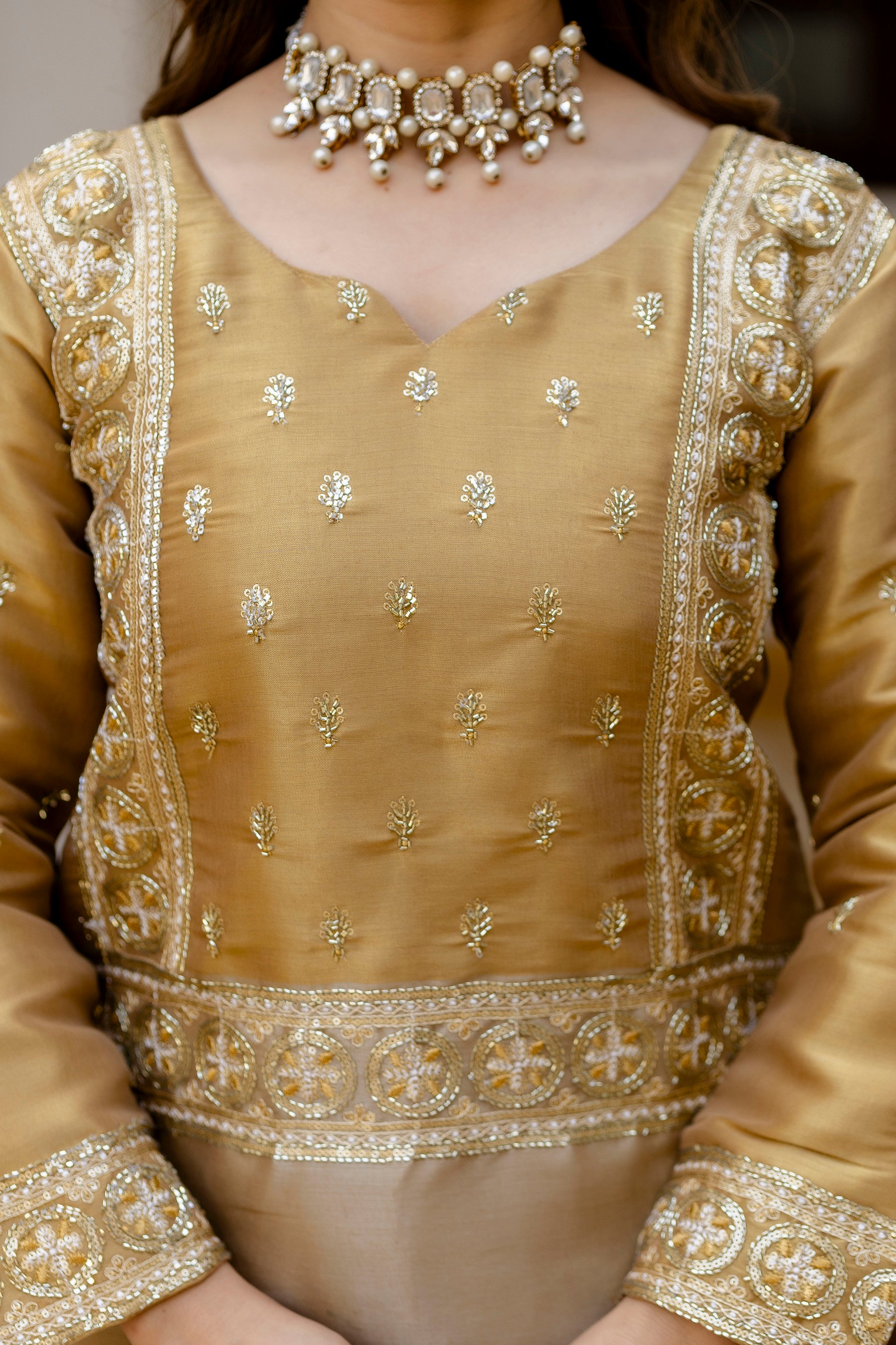 Elegant Banarasi Viscose Co-ord Set with Heavy Bead Embroidery - Golden Heritage Collection
