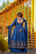 Elegant Heavy Silk Anarkali Suit Set with Sequins & Thread Work