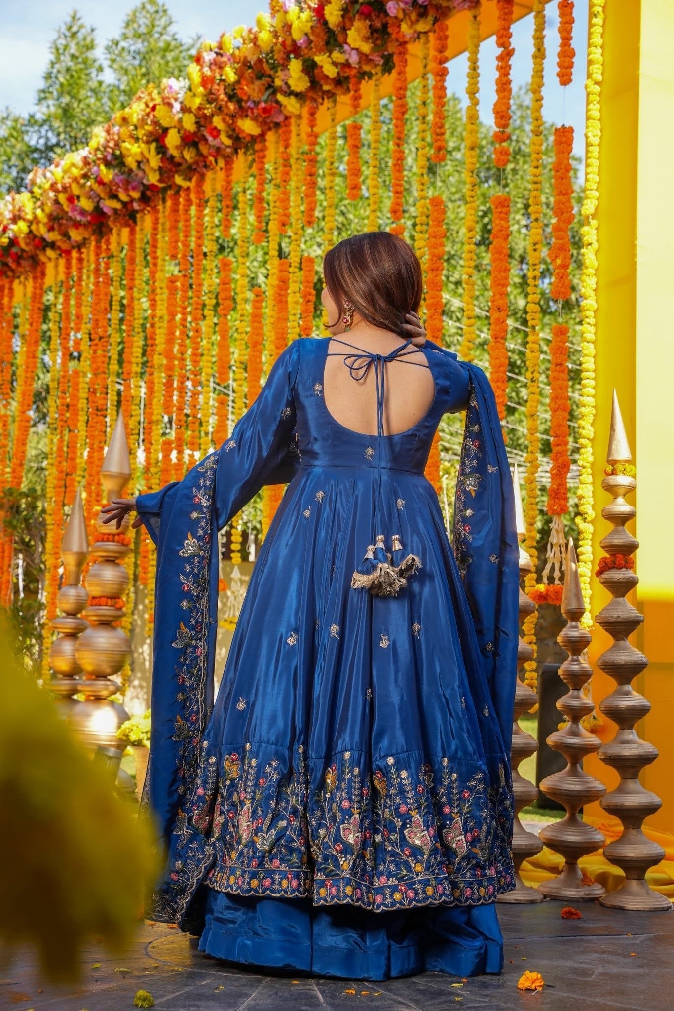 Elegant Heavy Silk Anarkali Suit Set with Sequins & Thread Work