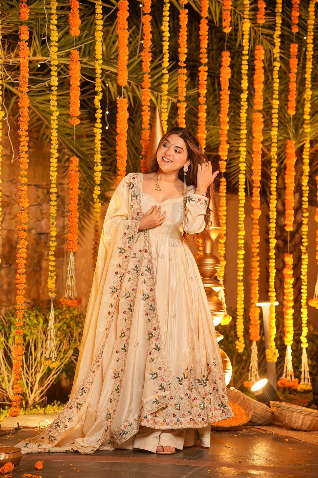 Elegant Heavy Silk Anarkali Suit Set with Sequins & Thread Work