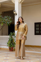 Elegant Banarasi Viscose Co-ord Set with Heavy Bead Embroidery - Golden Heritage Collection
