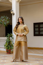 Elegant Banarasi Viscose Co-ord Set with Heavy Bead Embroidery - Golden Heritage Collection