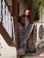 Ajrakh Modal Silk Saree for Women | Real Mirror Work Traditional Printed Saree with Unstitched Blouse| Perfect for Party’s, Wedding And Festival