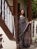 Ajrakh Modal Silk Saree for Women | Real Mirror Work Traditional Printed Saree with Unstitched Blouse| Perfect for Party’s, Wedding And Festival
