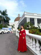Red Anarkali Suit with Handwork & Pearl Work