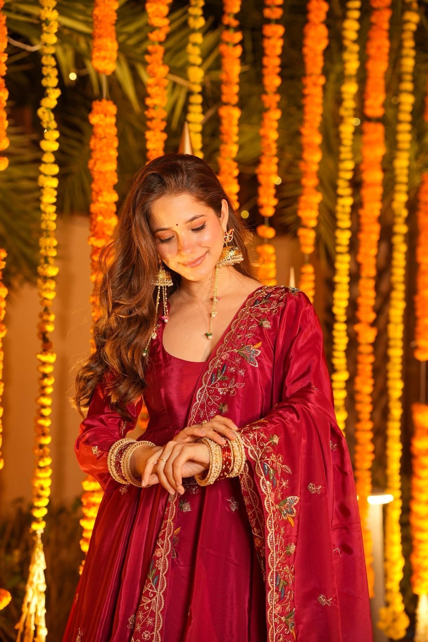 Elegant Heavy Silk Anarkali Suit Set with Sequins & Thread Work