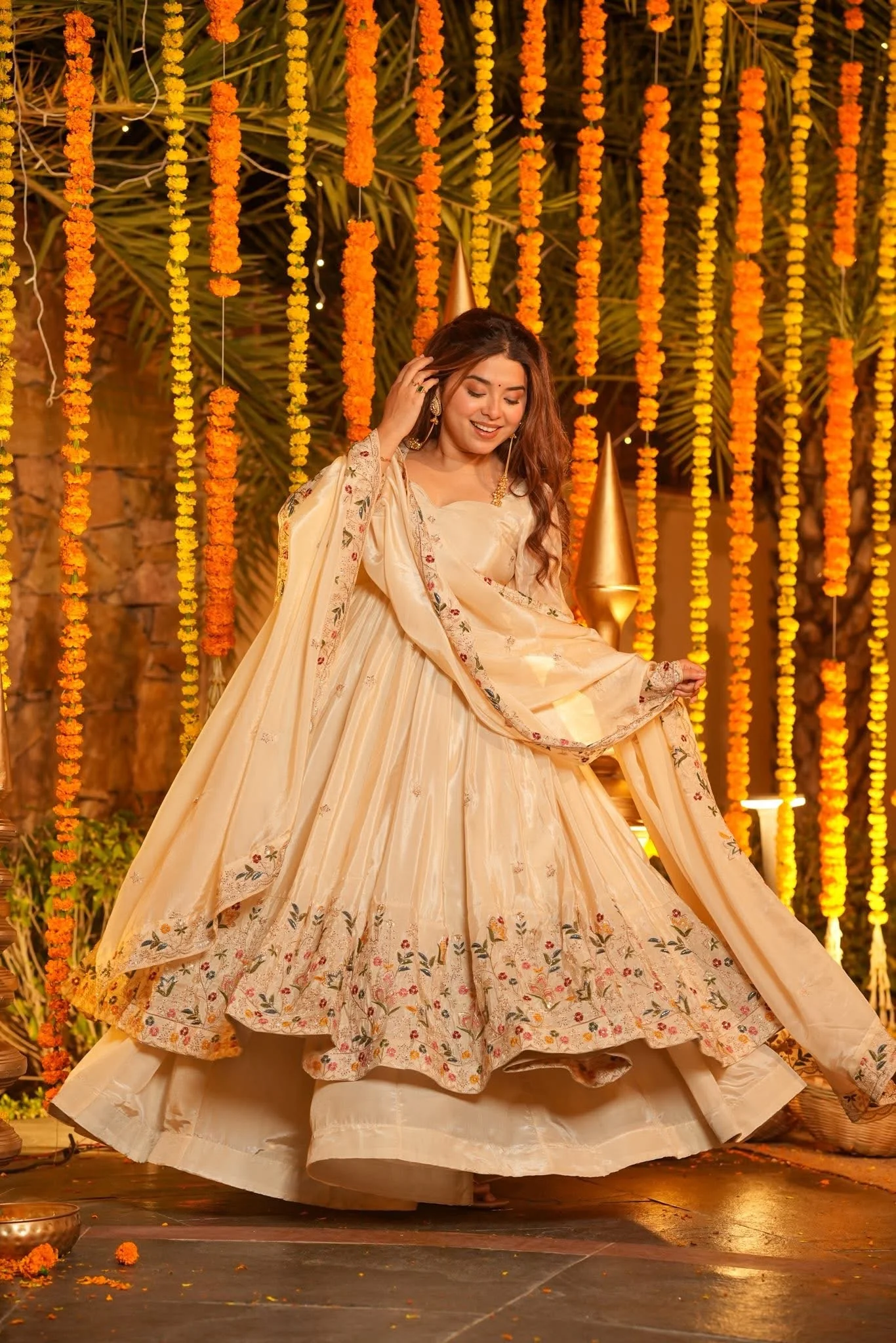 Elegant Heavy Silk Anarkali Suit Set with Sequins & Thread Work