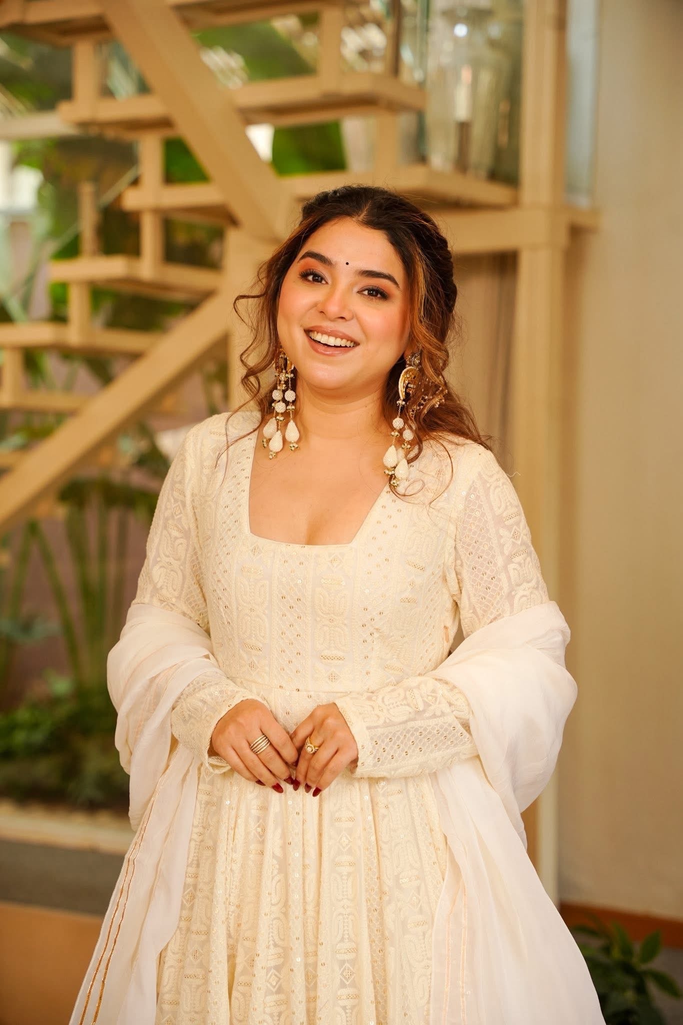 Elegant Off-White Soft Georgette Anarkali Suit with Heavy Sequins and Zari Embroidery