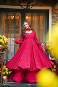 Premium Rani Pink Faux Blooming Anarkali Suit with Heavy Sequins & Zari Embroidery