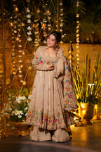 Premium Soft Crunchy Silk Anarkali Suit Set with Multi-Color Floral Embroidery