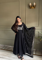 Black Premium Fox Georgette Fully Flared Anarkali