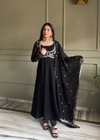 Black Premium Fox Georgette Fully Flared Anarkali