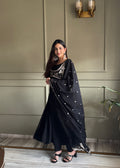 Black Premium Fox Georgette Fully Flared Anarkali