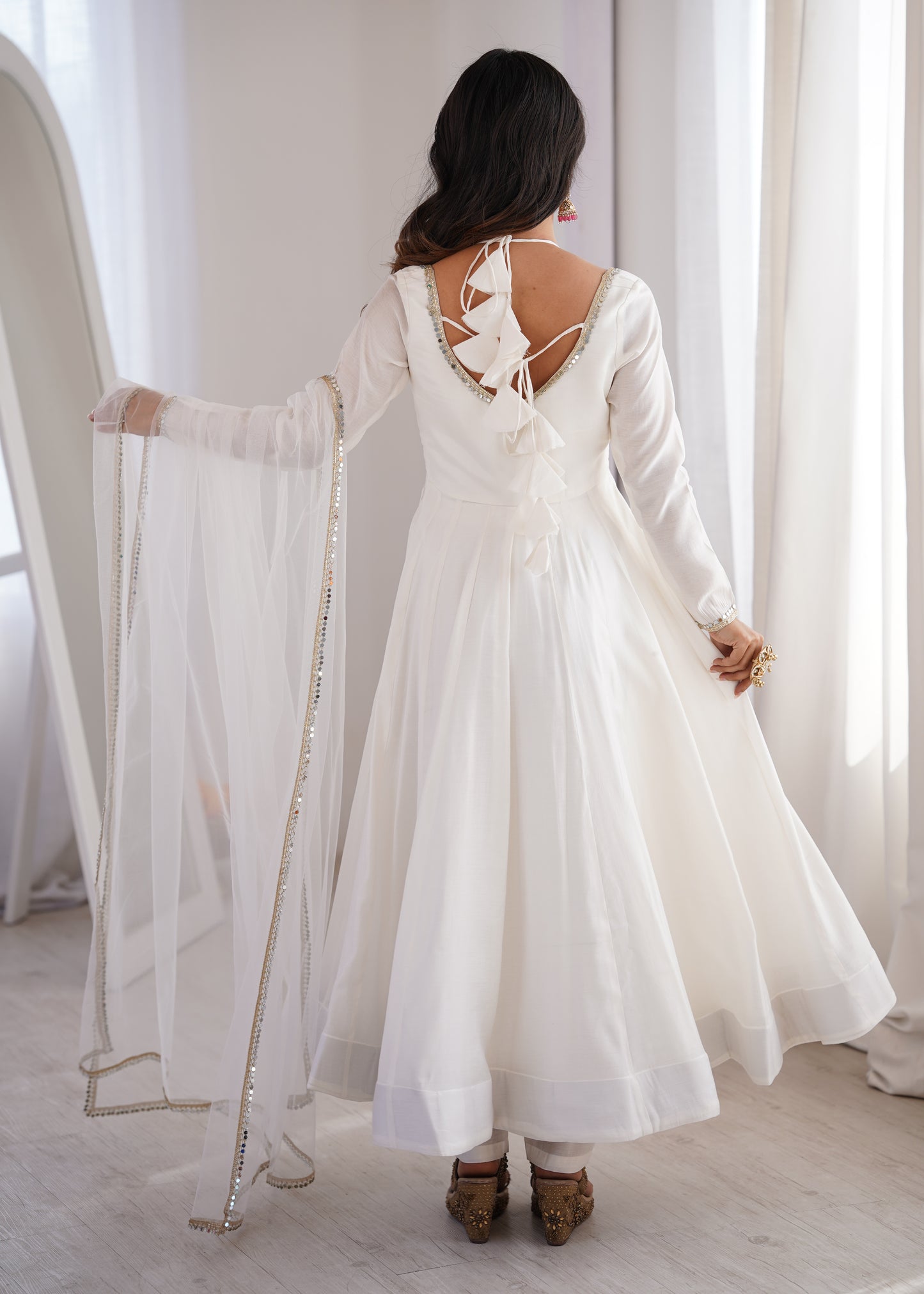 Premium Roman Silk Chanderi Fully Flared Anarkali Suit