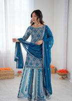 Blue Sequnce Lehenga Suit