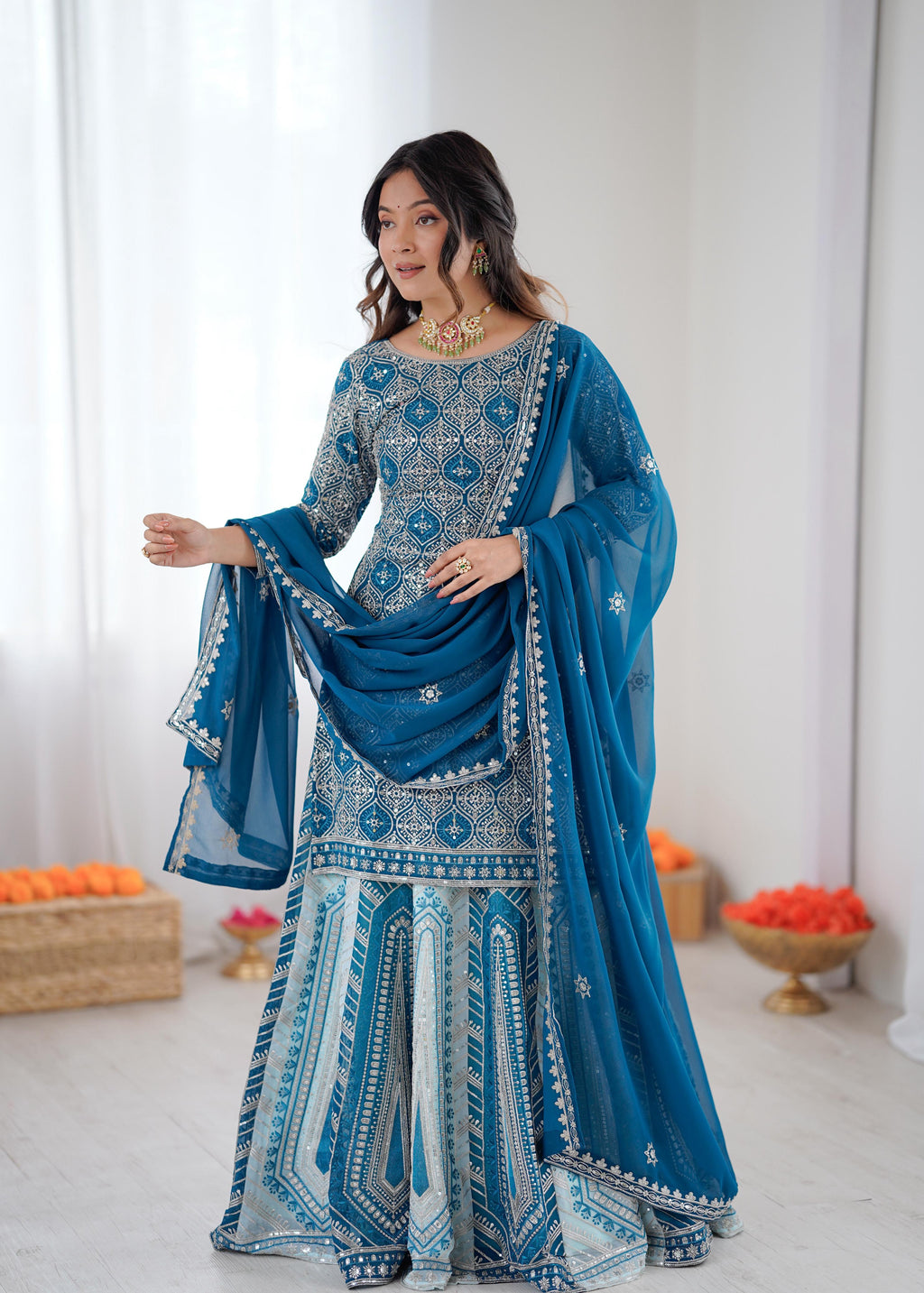 Blue Sequnce Lehenga Suit
