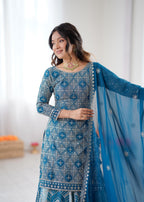 Blue Sequnce Lehenga Suit