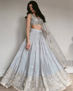 Elegant Japan Satin Designer Lehenga Choli with Sequence Embroidery