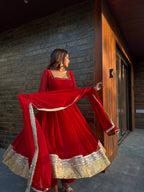 Radiant Red Blooming Georgette Anarkali Suit