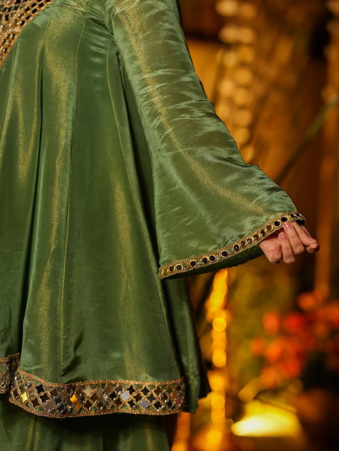 Elegant Cream Cosmos Mirror Work Palazzo Suit Set with Dupatta