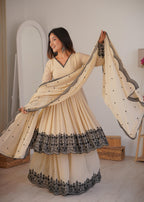 Premium Faux Georgette Embroidered Suit with Stitched Plazzo and Dupatta