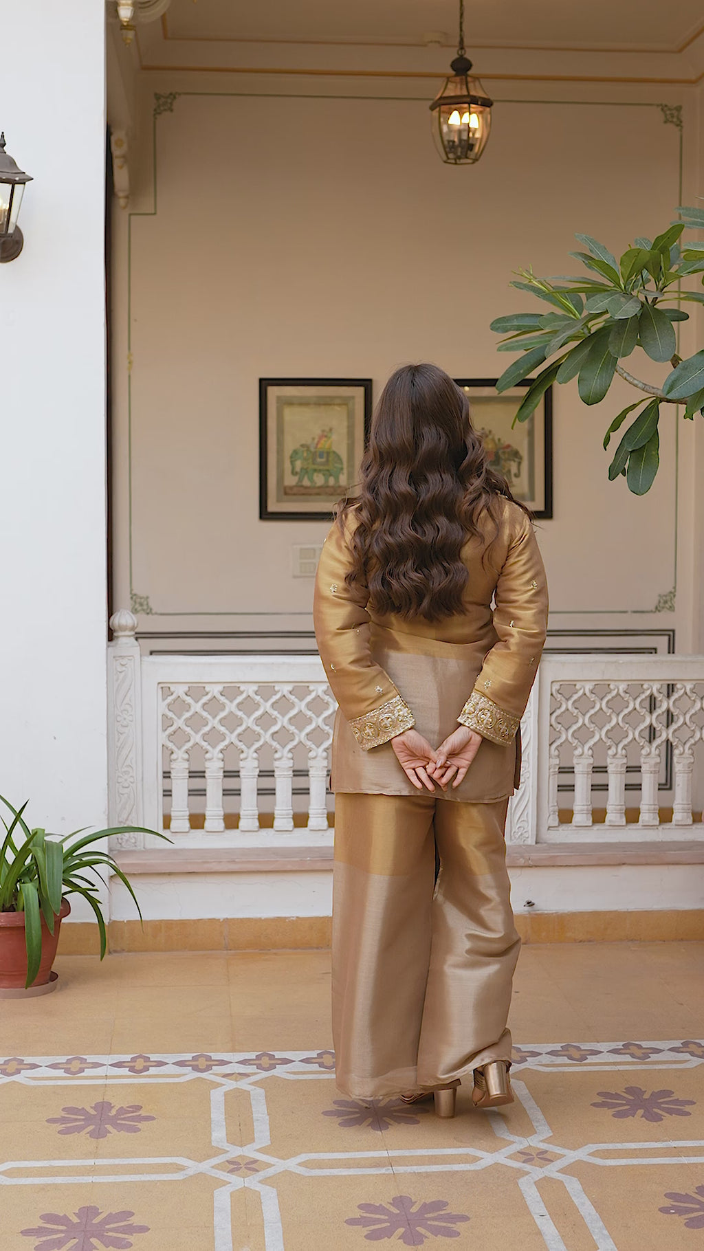 Elegant Banarasi Viscose Co-ord Set with Heavy Bead Embroidery - Golden Heritage Collection