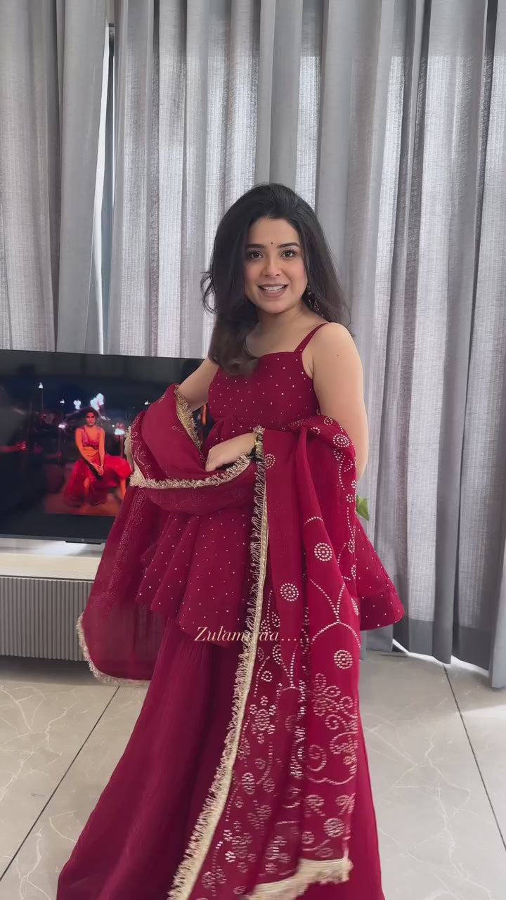 Elegant Tabby Organza Peplum Style Sharara Set