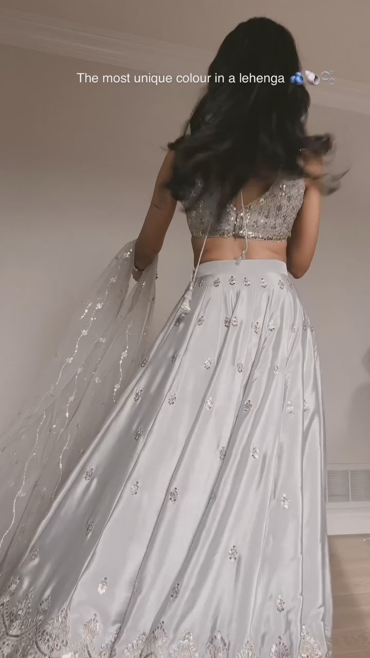 Elegant Japan Satin Designer Lehenga Choli with Sequence Embroidery