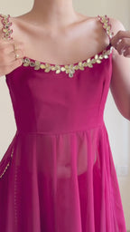 Elegant Maroon Mirror Work Anarkali Suit Set with Dupatta & Sharara – Festive & Wedding Wear