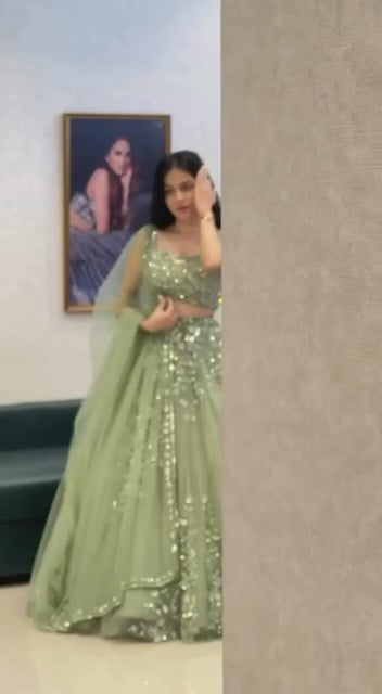 Designer Soft Butterfly Net Lehenga Choli with Coding and Sequence Work