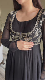 Black Premium Fox Georgette Fully Flared Anarkali