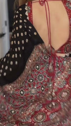 Black Bandhej Saree with Ajrakh Pallu & Real Mirror Work