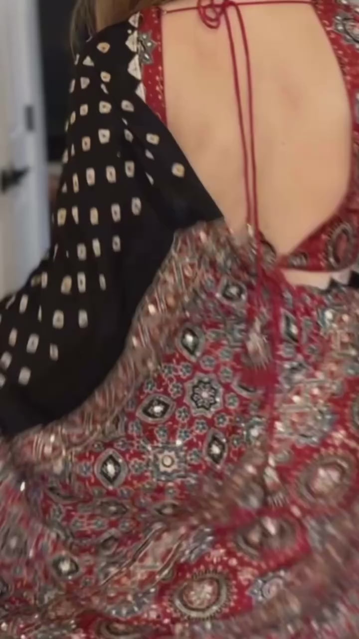 Black Bandhej Saree with Ajrakh Pallu & Real Mirror Work