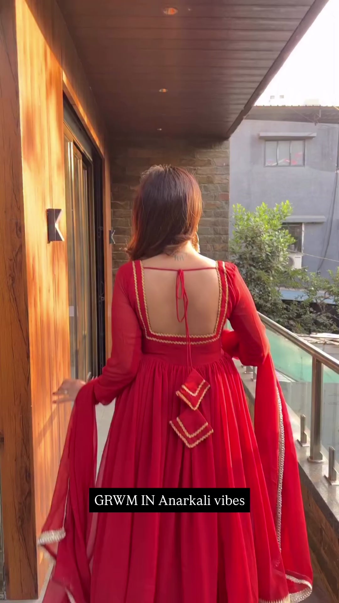 Radiant Red Blooming Georgette Anarkali Suit